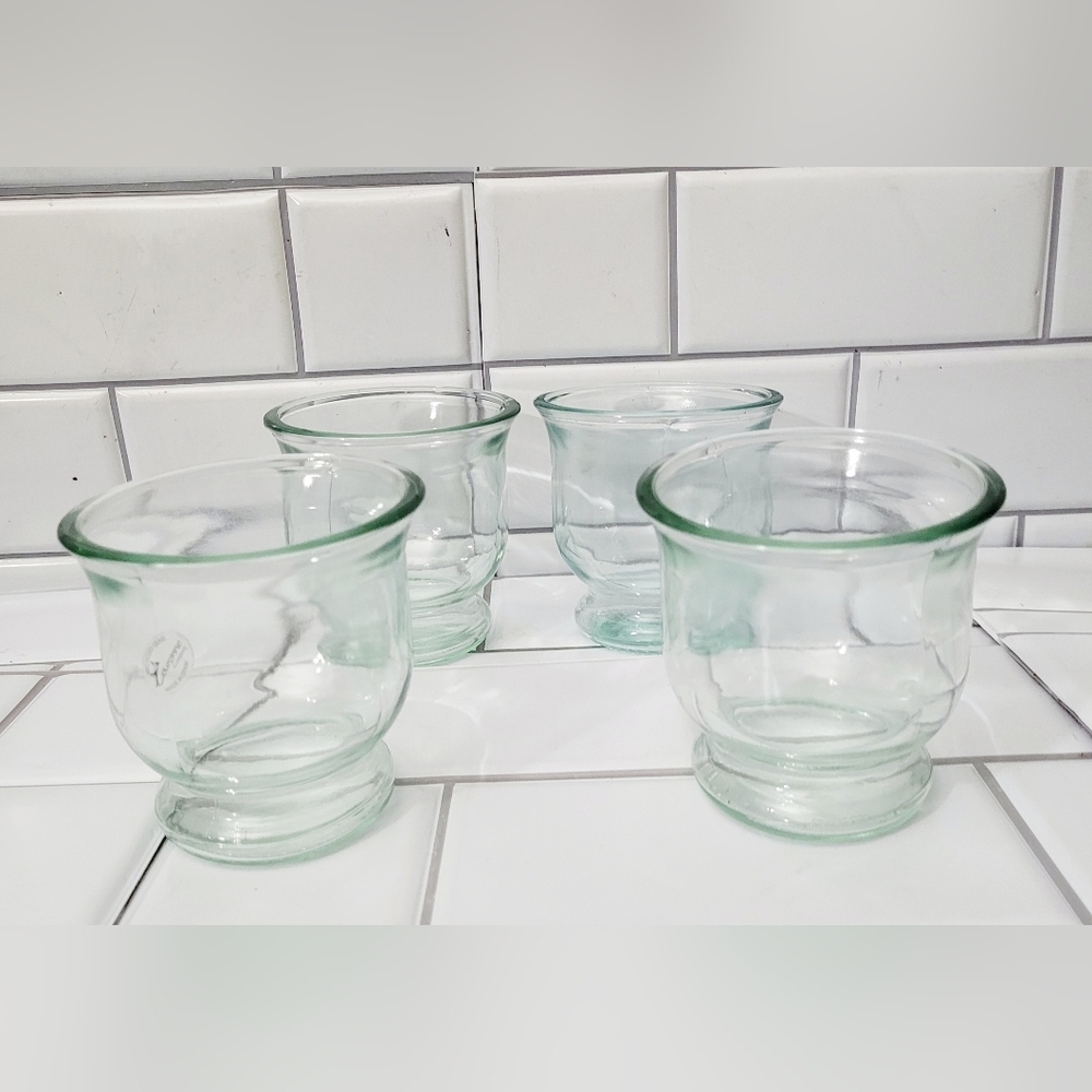 Couronne Company Made In Spain Lot Of 4 Small 8oz Recycled Glass Pedestal Glass